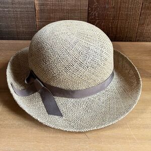 Vermont Country Store Women’s Straw Sun Hat Tan Brown Bow Detail   Festival